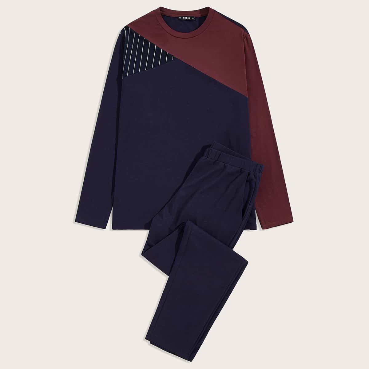 

Guys Cut-and-sew Top & Slant Pocket Pants PJ Set, Navy