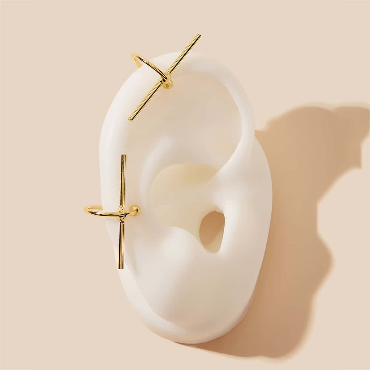 

1pair Cross Design Ear Cuff, Gold