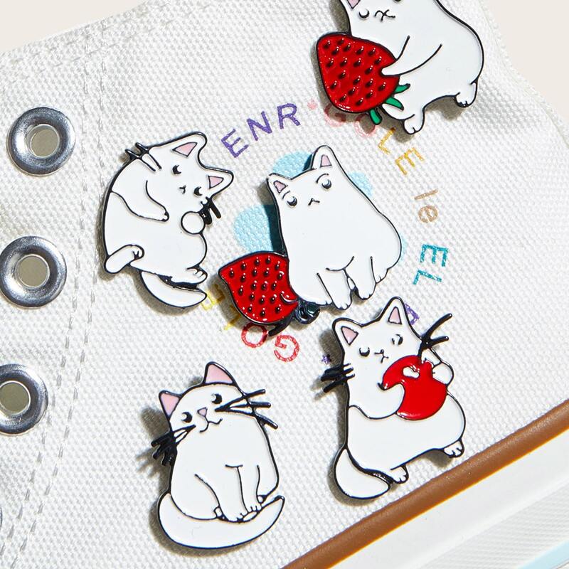 

5pcs Cat Design Brooch, Multicolor