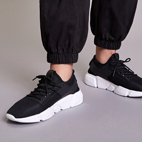 

Lace-up Front Wide Fit Sneakers, Black