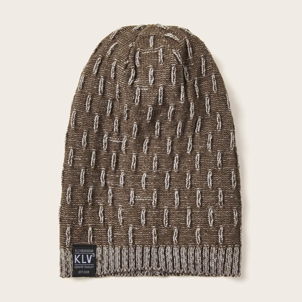 

Men Letter Patched Knitted Beanie, Multicolor