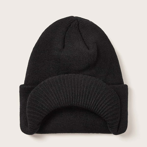 

Men Solid Knitted Beanie, Black