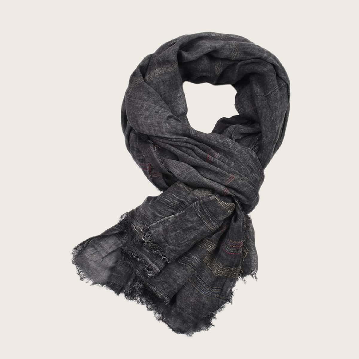 

Guys Pleated Raw Hem Scarf, Multicolor