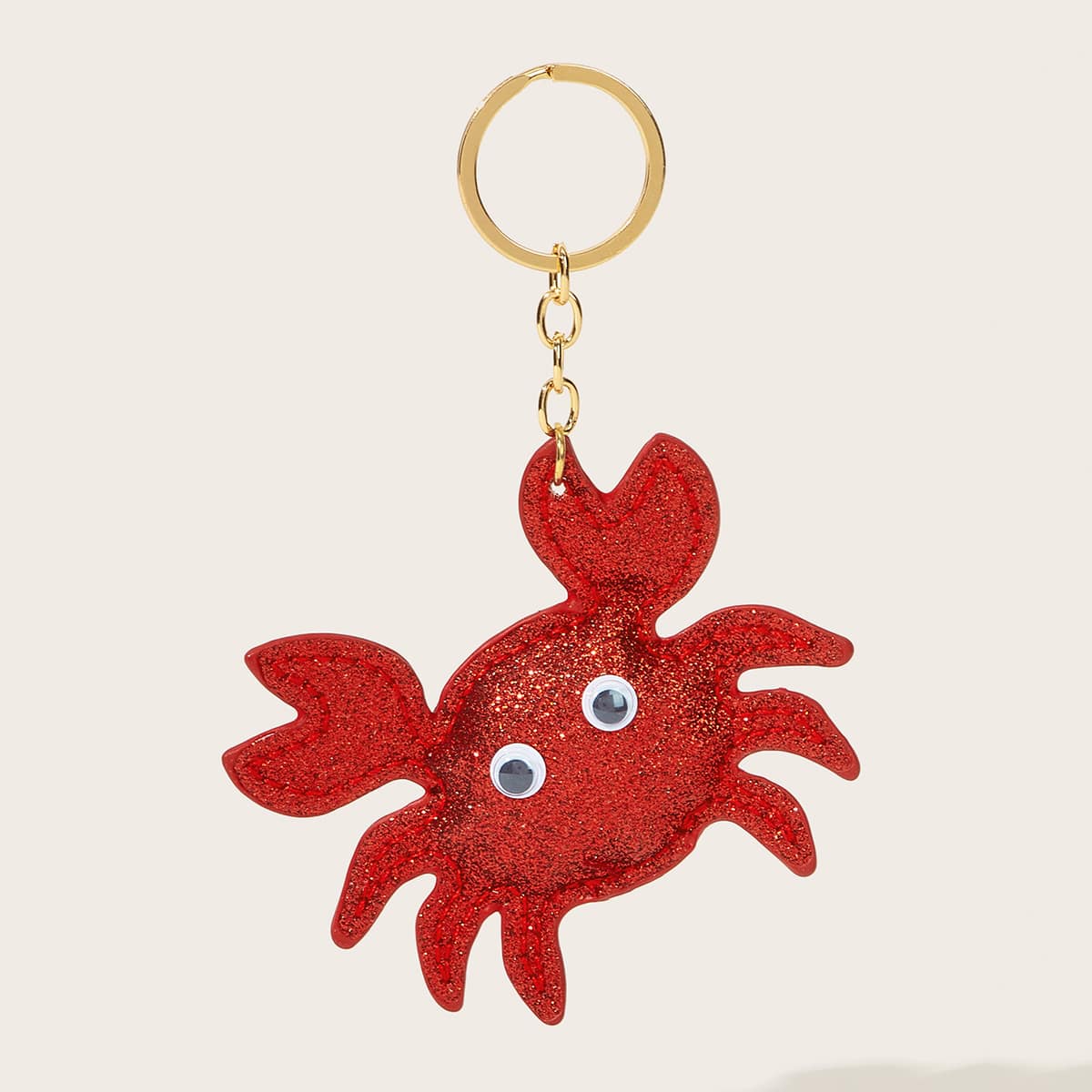

Glitter Crab Charm Keychain, Red