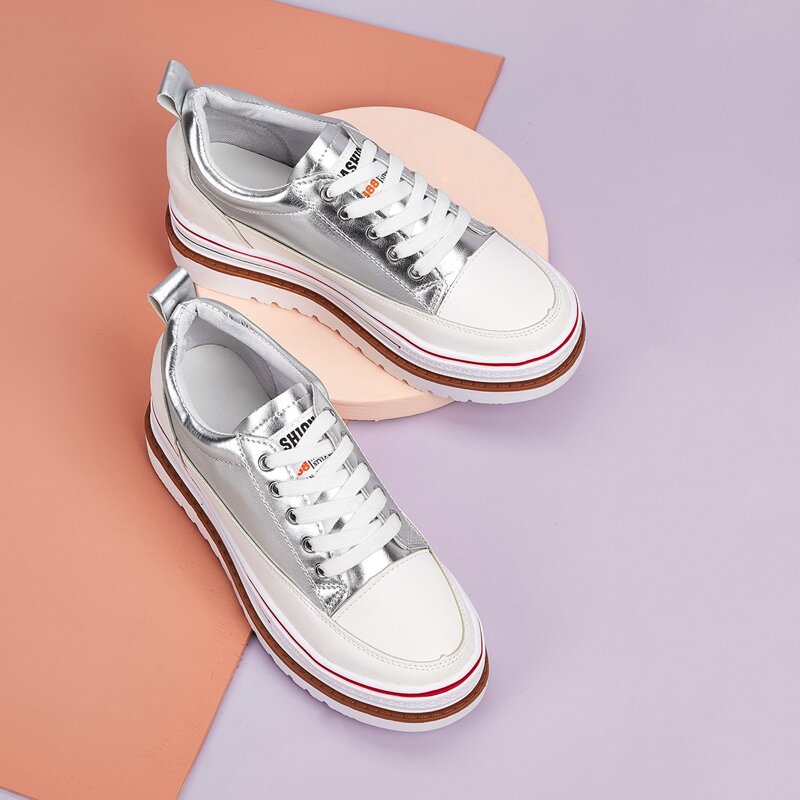 

Lace-up Front Metallic Flatform Sneakers, Multicolor