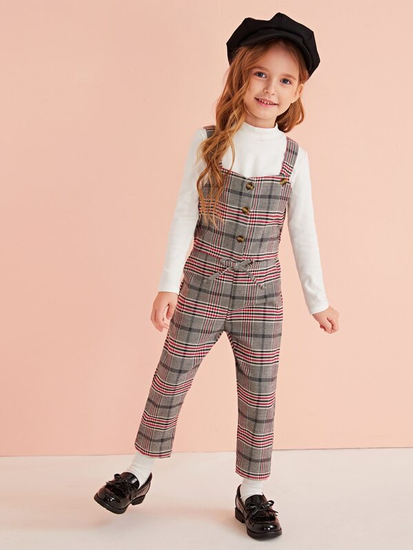 

Toddler Girls Button Tie Front Plaid Overall, Multicolor, Sofia B