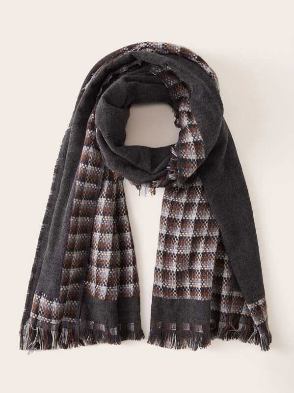 

Color Block Raw Hem Scarf