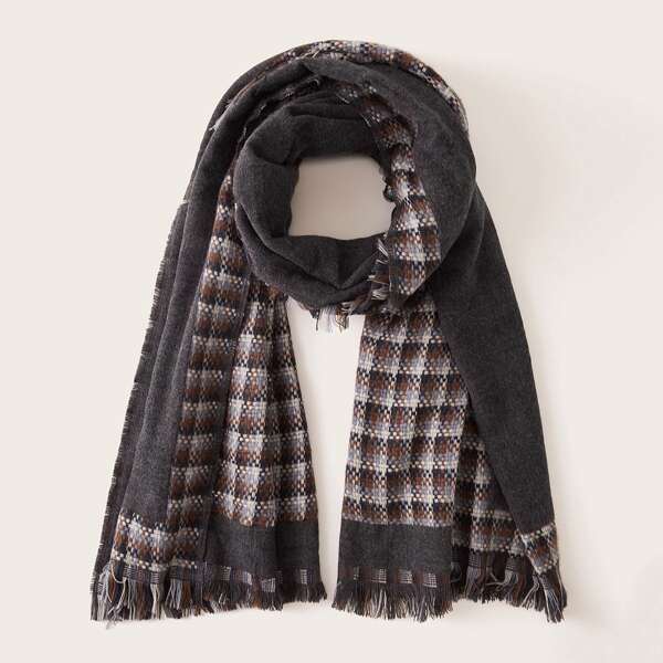 

Color Block Raw Hem Scarf