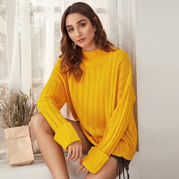 

Drop Shoulder Oversized Sweater, Yellow bright