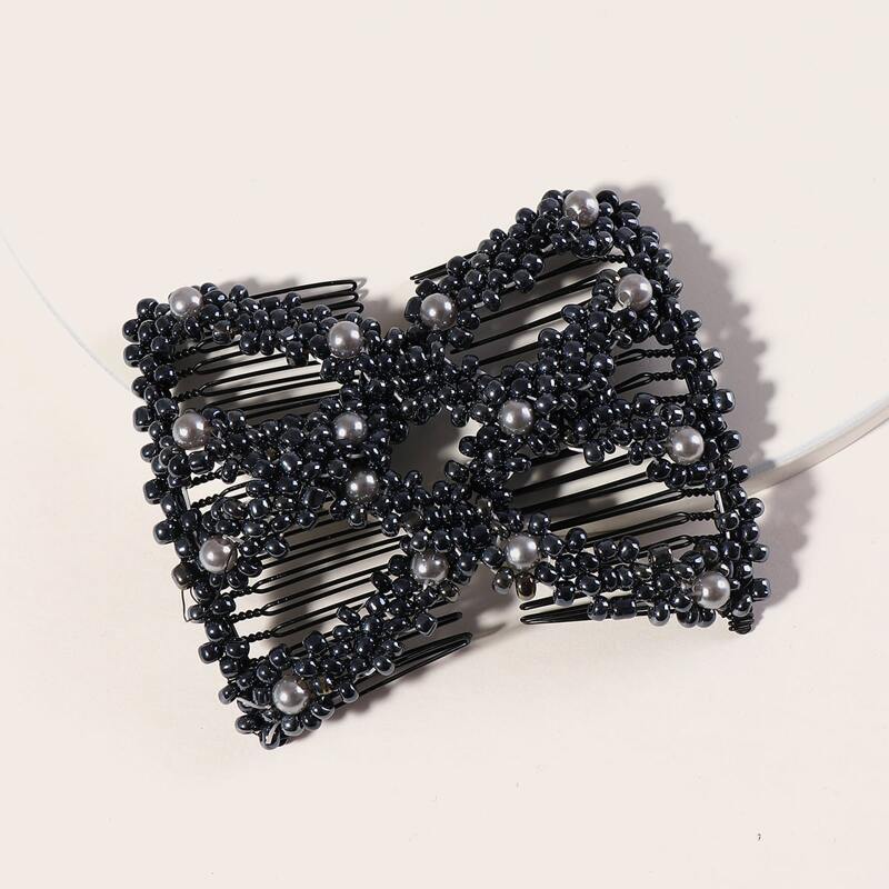 

Bead Decor Hair Comb, Black