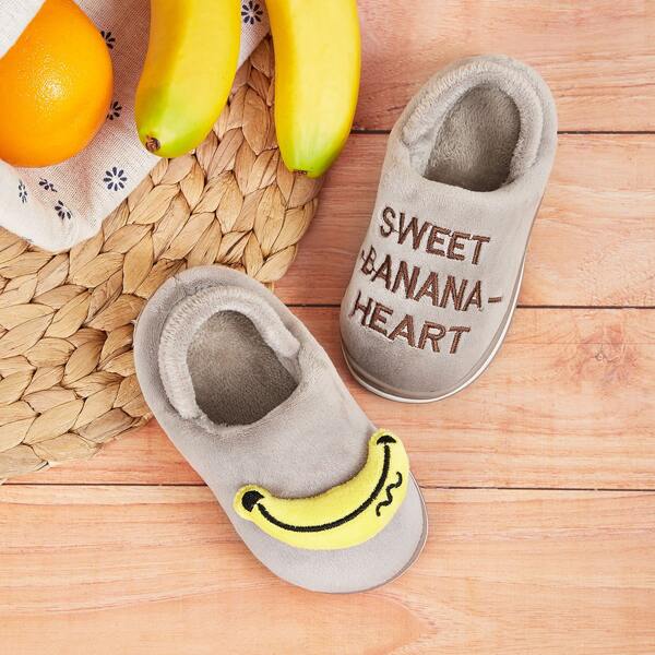 

Toddler Boys Letter Embroidered Slingback Slippers, Grey