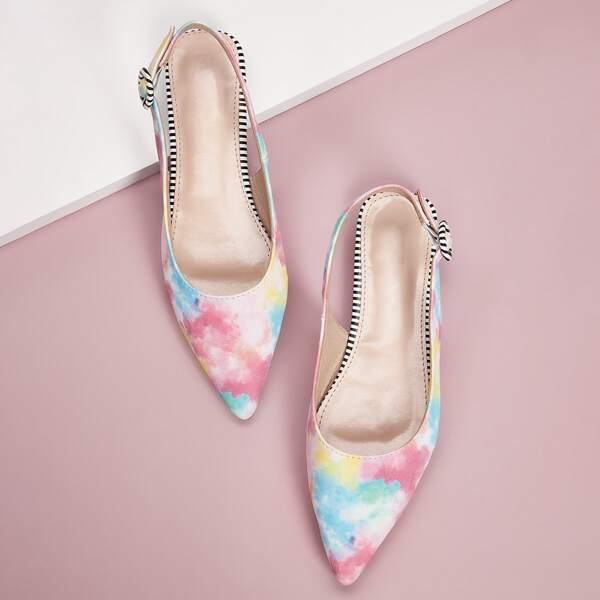 

Striped Detail Point Toe Slingback Flats, Multicolor