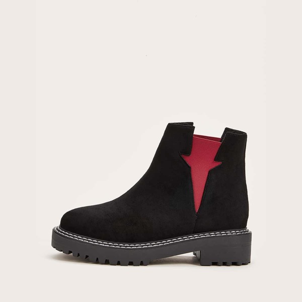 

Two Tone Stitch Detail Chelsea Boots, Black