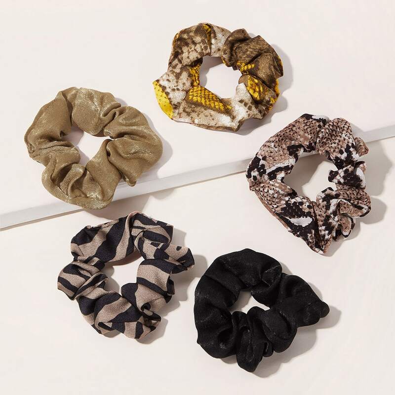 

5pcs Snakeskin Hair Ties, Multicolor