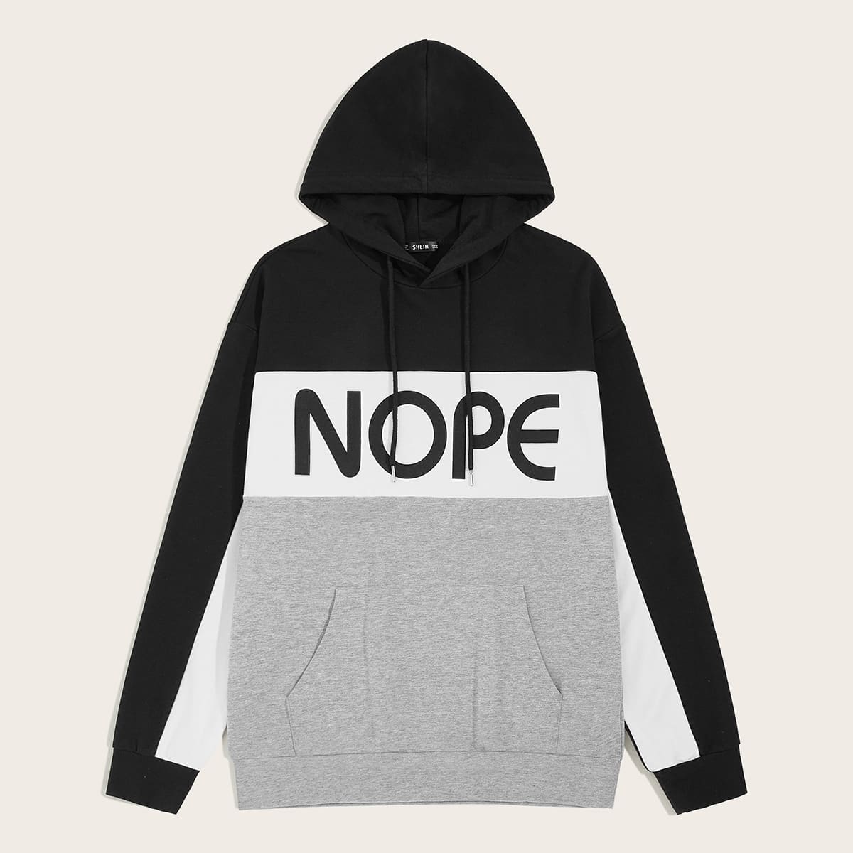 

Guys Pocket Front Letter Graphic Colorblock Hoodie, Multicolor
