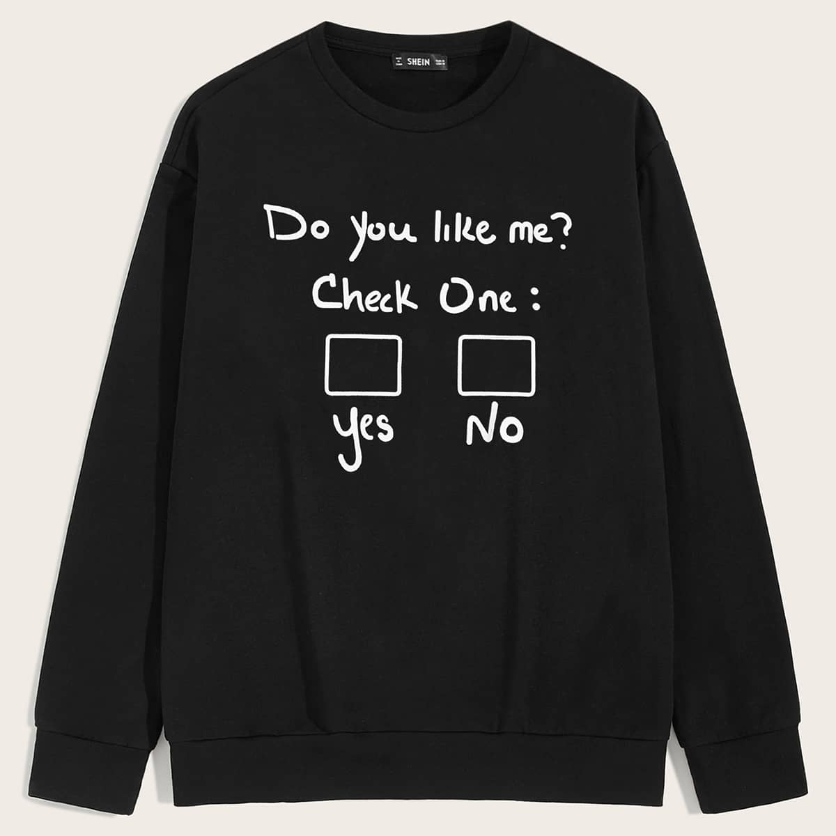 

Guys Slogan Graphic Pullover, Black