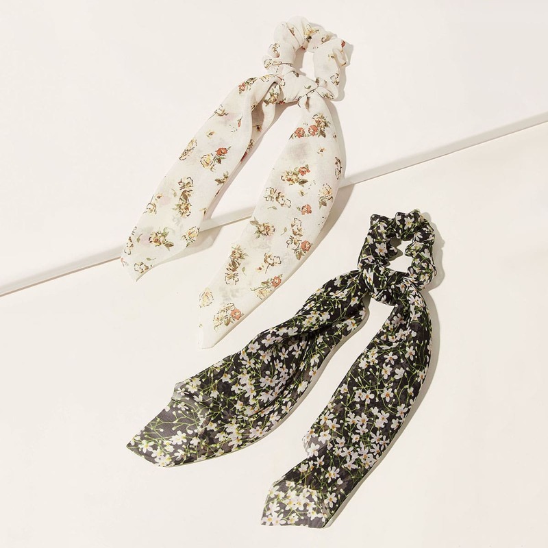 

2pcs Ditsy Floral Pattern Scrunchies Scarf, Multicolor