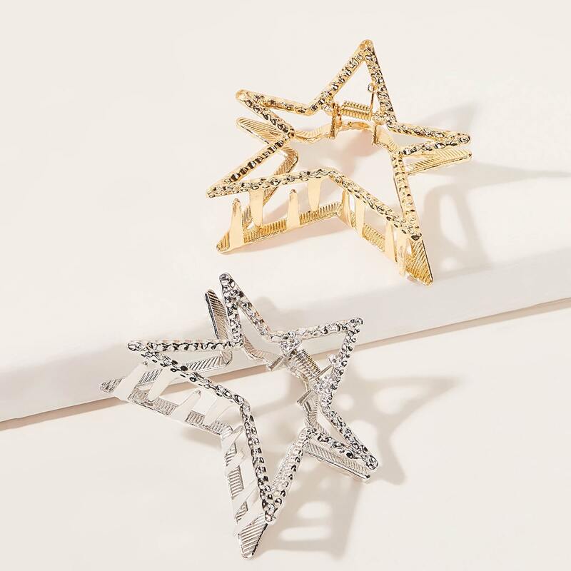 

2pcs Star Shaped Hair Claws, Multicolor