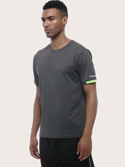 Men Contrast Panel Quick-Drying Sports Tee