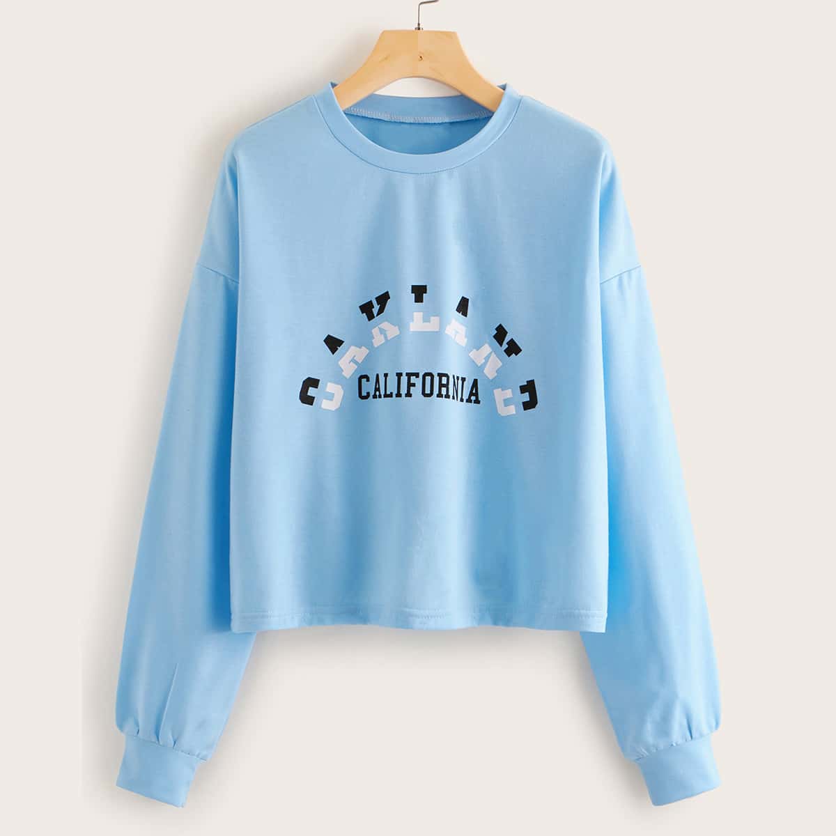 

Letter Graphic Drop Shoulder Sweatshirt, Blue