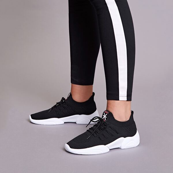 

Lace-up Front Wide Fit Sneakers, Black