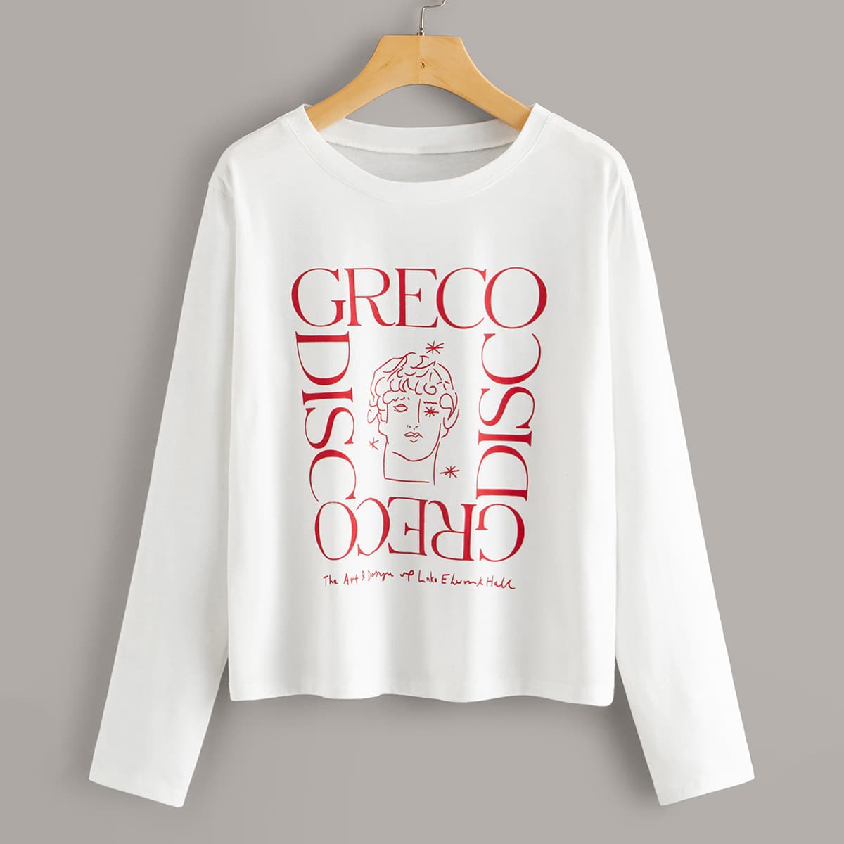 

Letter & Figure Graphic Long Sleeve Tee, White