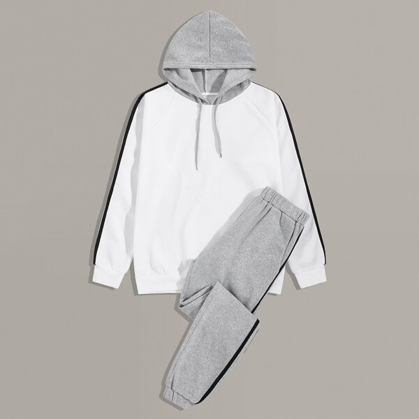 

Men Side Stripe Drawstring Hoodie & Sweatpants, Multicolor