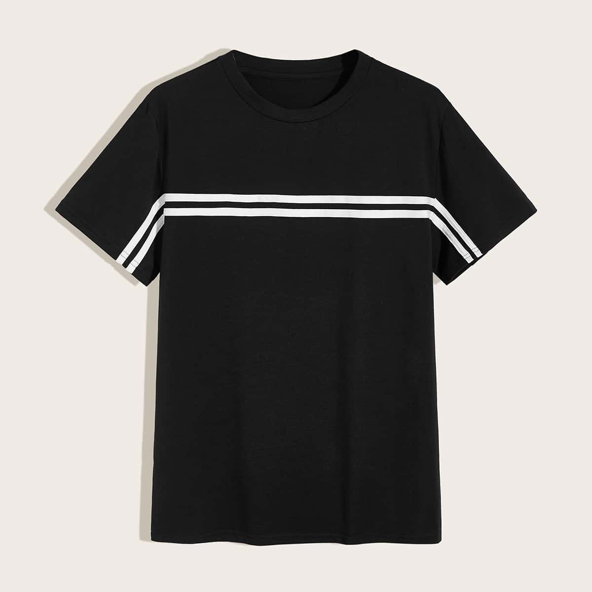 

Guys Stripe Tape Short Sleeve Tee, Black