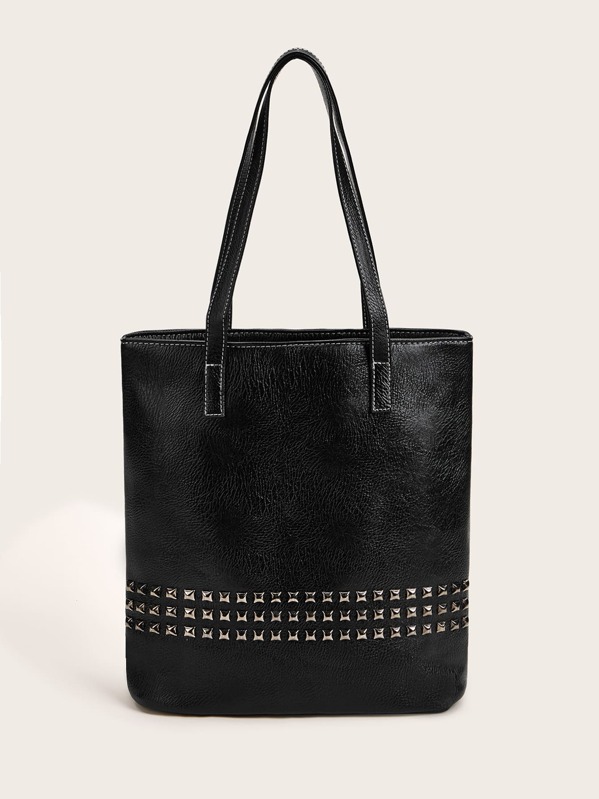 

Studded Decor Tote Bag, Black
