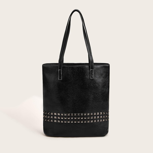 

Studded Decor Tote Bag, Black