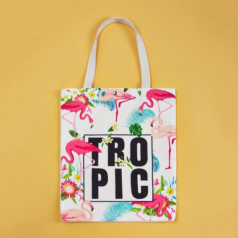 

Flamingo Graphic Canvas Book Bag, Multicolor