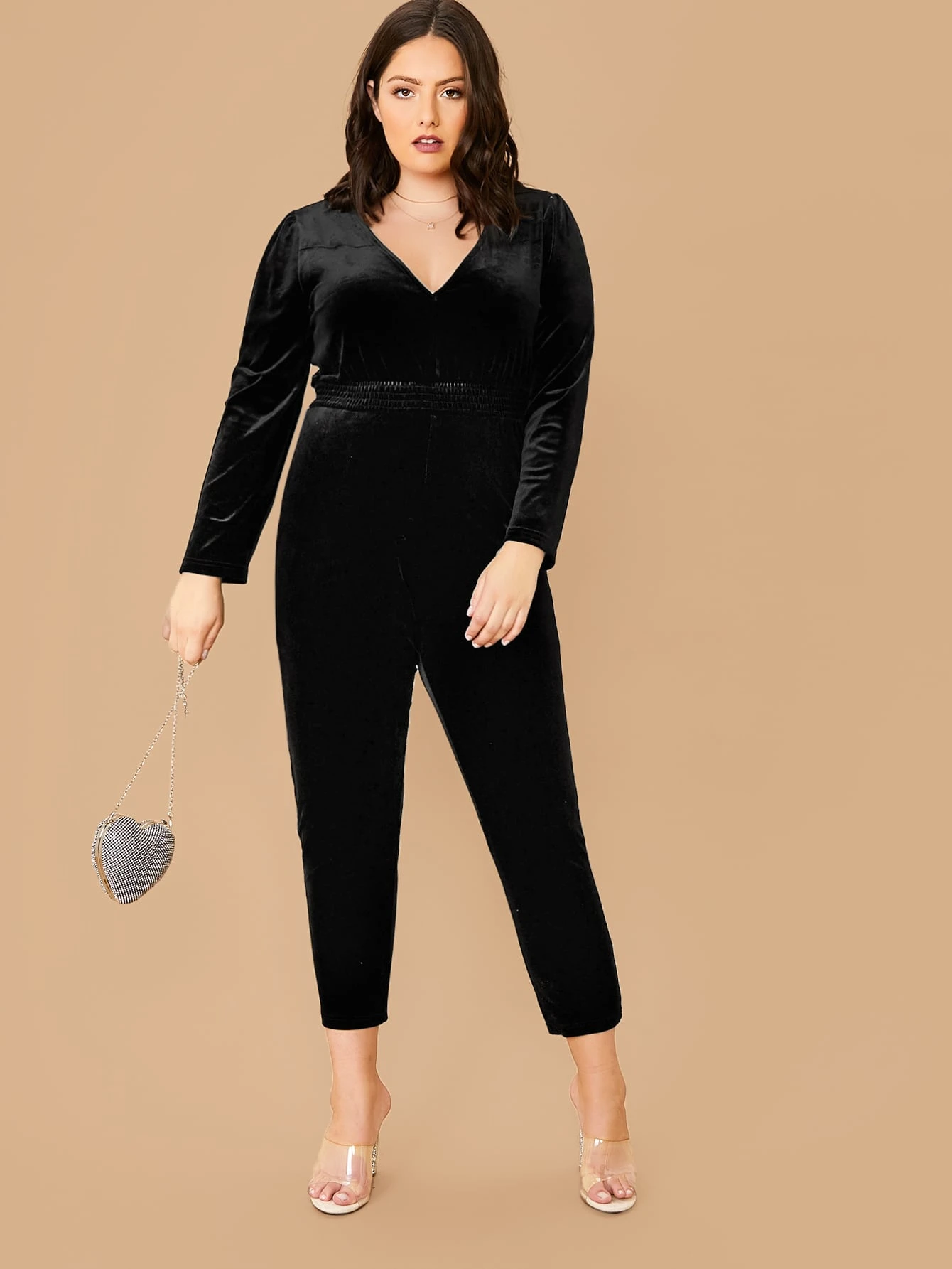h and m velvet jumpsuit