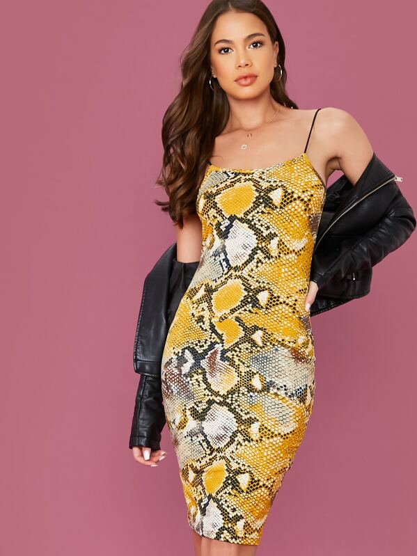 

Snakeskin Cami Bodycon Dress, Multicolor, Julia Peres