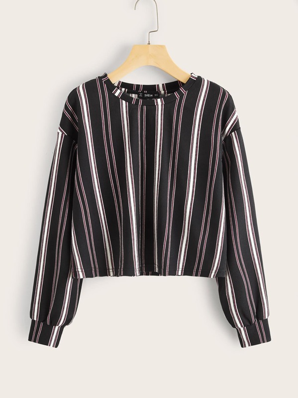 

Drop Shoulder Striped Print Top, Multicolor, Gabi B