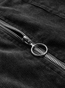 Calvaya O-ring Zip Up Corduroy Skirt