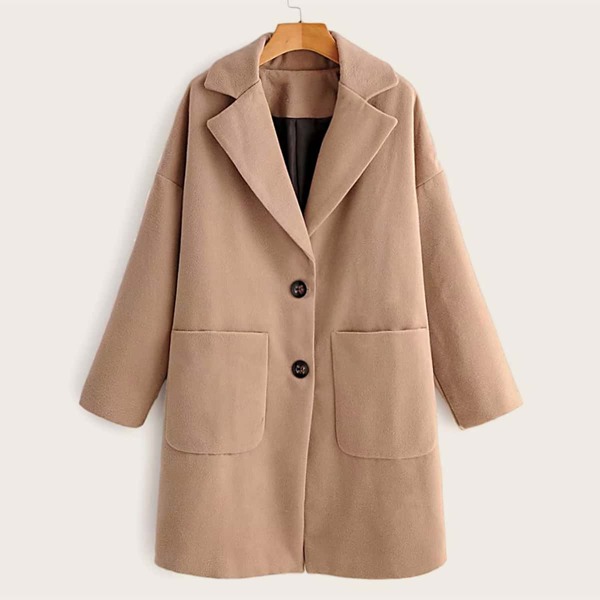 

Dual Pocket Single Breasted Overcoat, Khaki