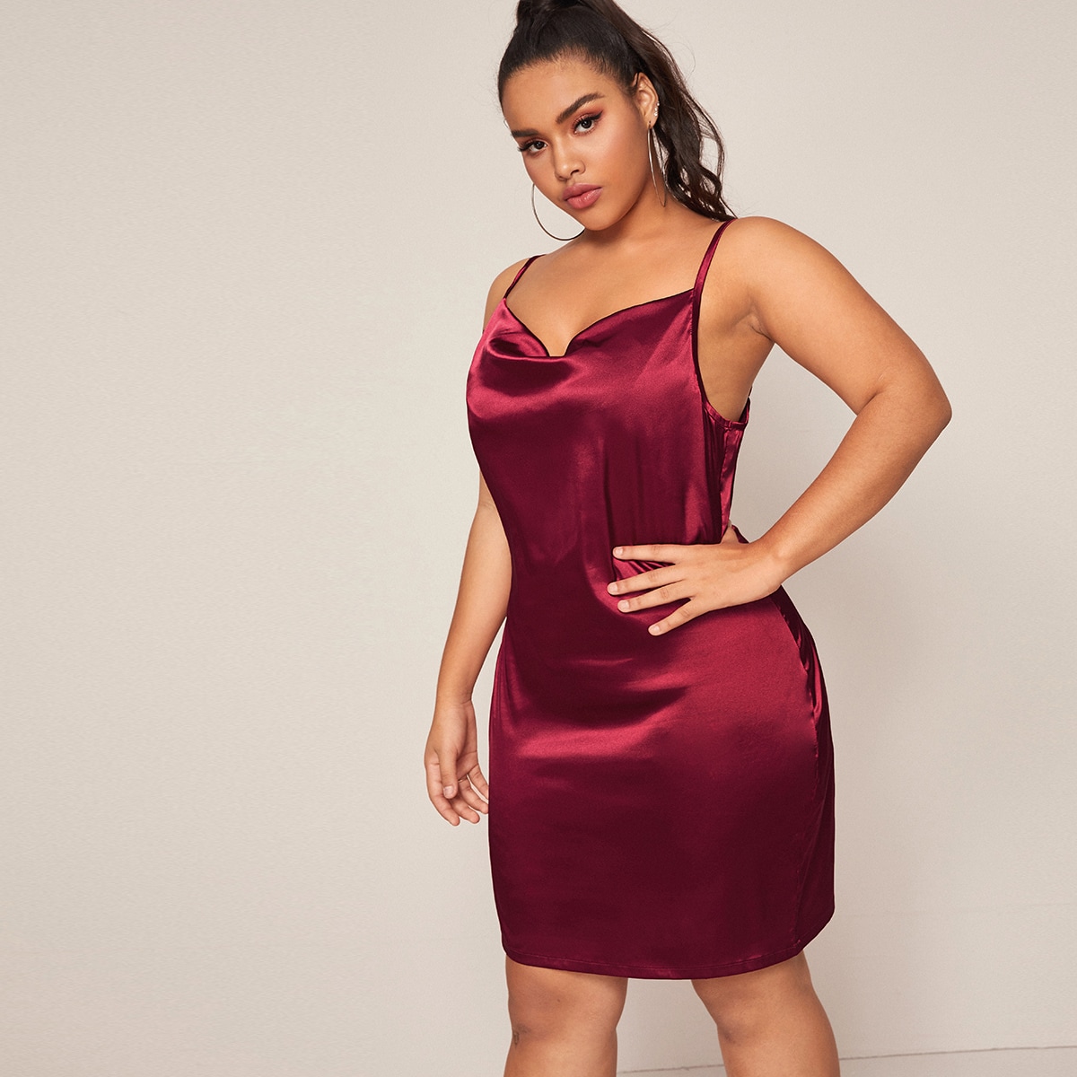 plus size satin slip dress