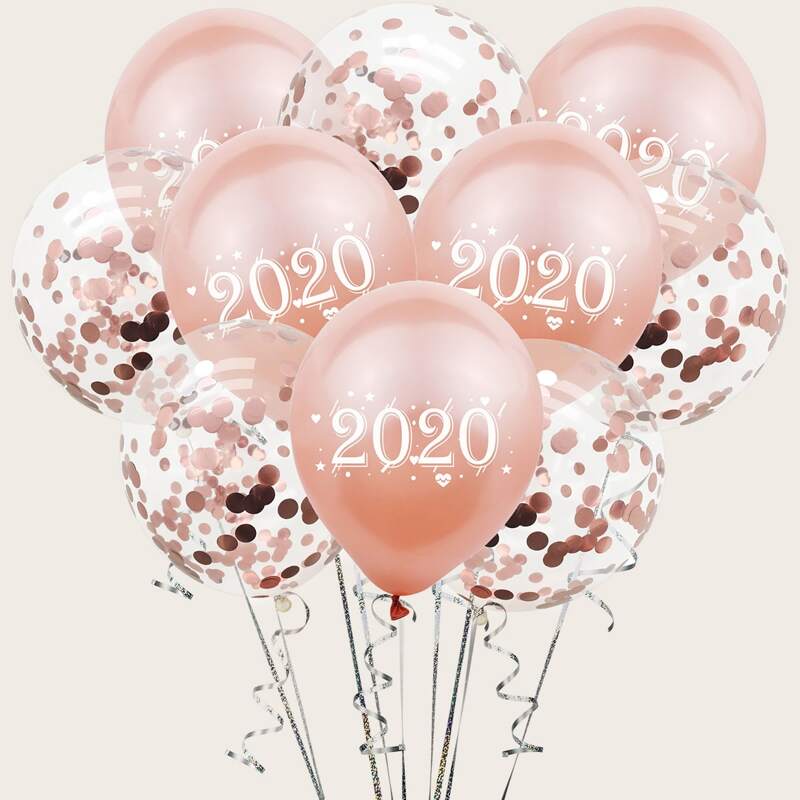 

10pcs Number & Confetti Balloon Set, Multicolor