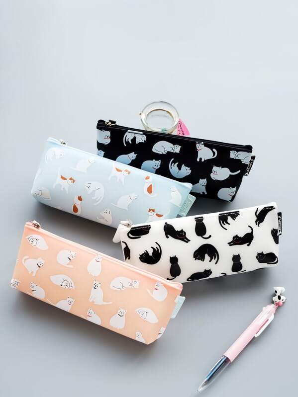 

1pc Cartoon Cat Print Pencil Case