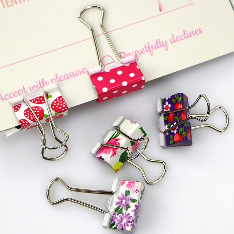 

5pcs Cute Flower Print Binder Clip