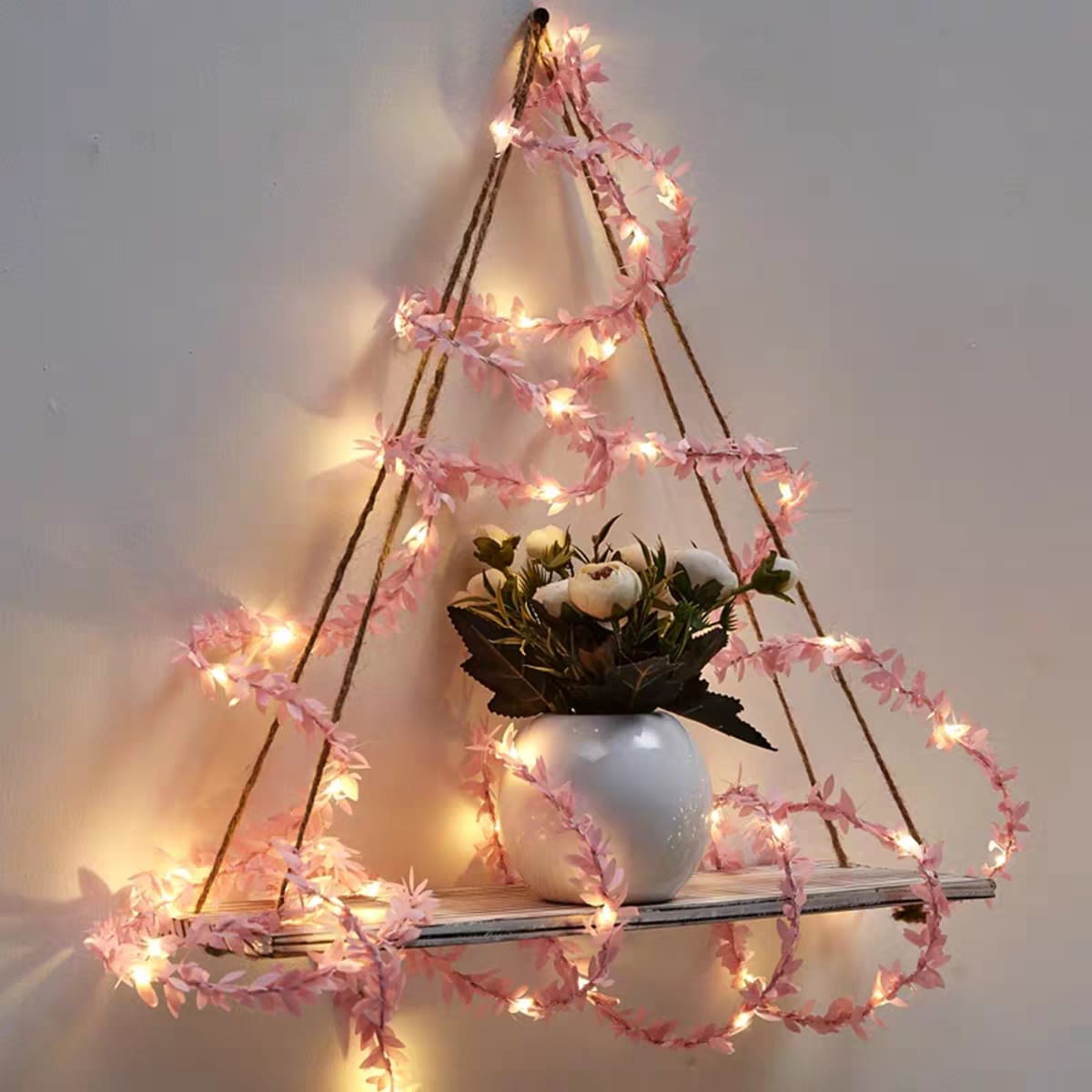 

10pcs Led Artificial Leaf Decor String Light, Pink