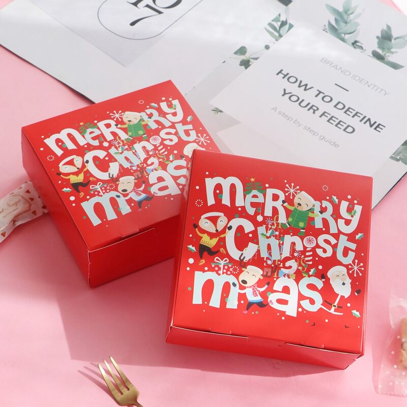 

10pcs Christmas Print Cookie Package Box
