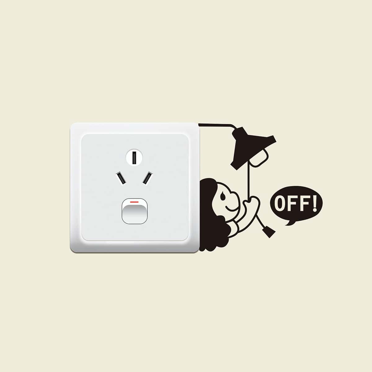 

Cute Girl Turn Off Light Switch Sticker, Black