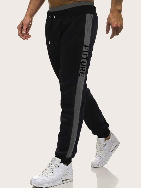 

Men Letter Graphic Drawstring Sweatpants, Black