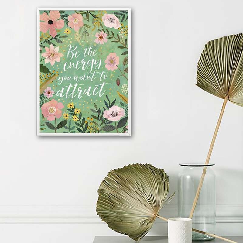 

Floral & Slogan Wall Print Without Frame