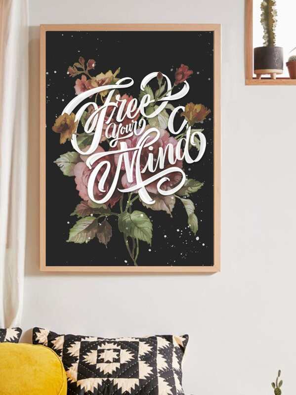 

Flower & Slogan Wall Print Without Frame