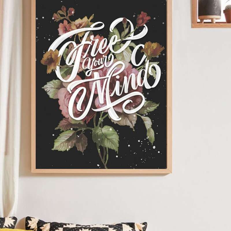 

Flower & Slogan Wall Print Without Frame
