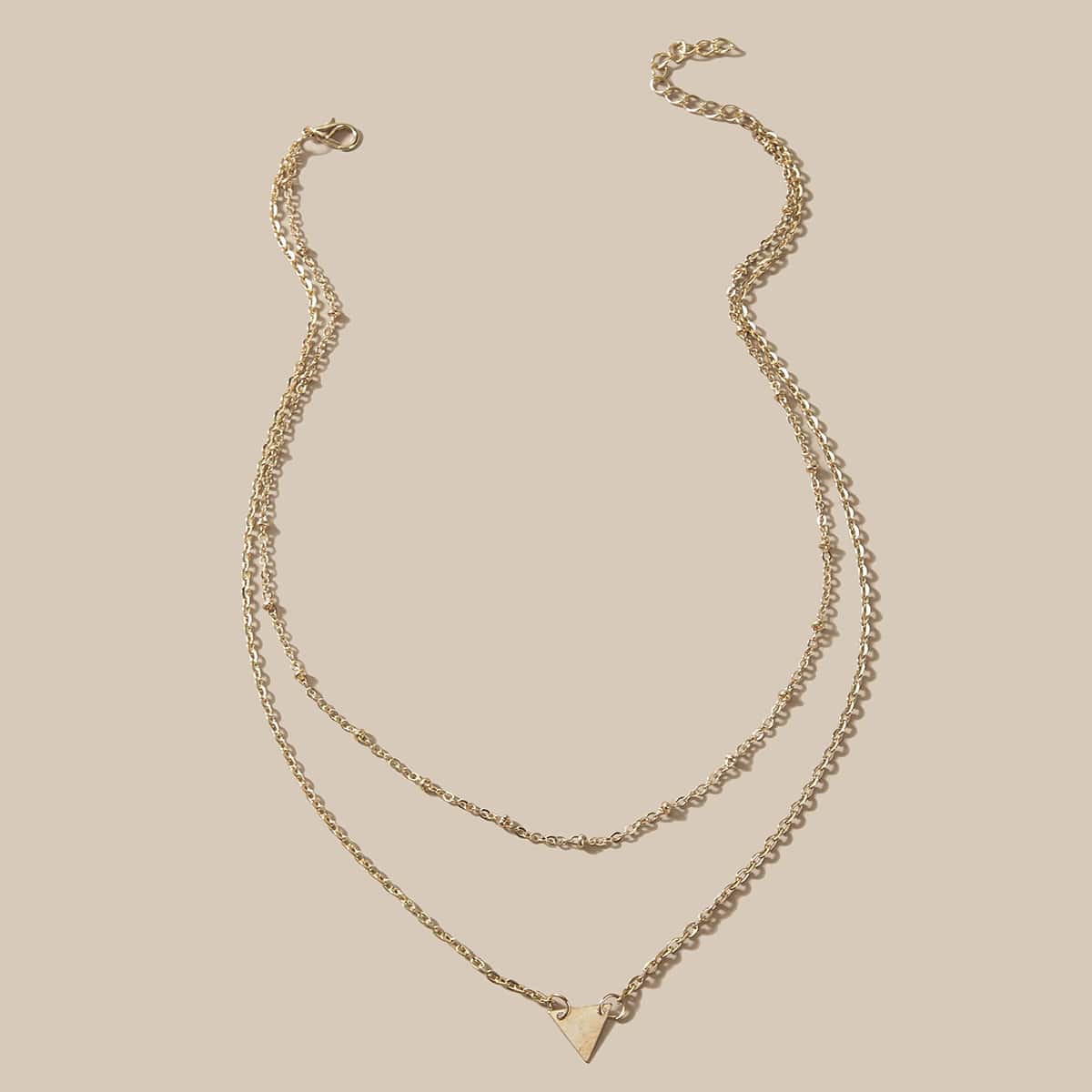 

1pc Triangle Charm Layered Necklace, Gold