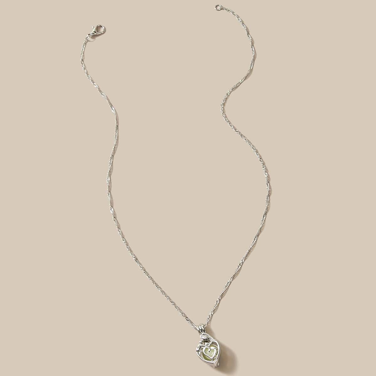 

1pc Heart Charm Necklace, Silver