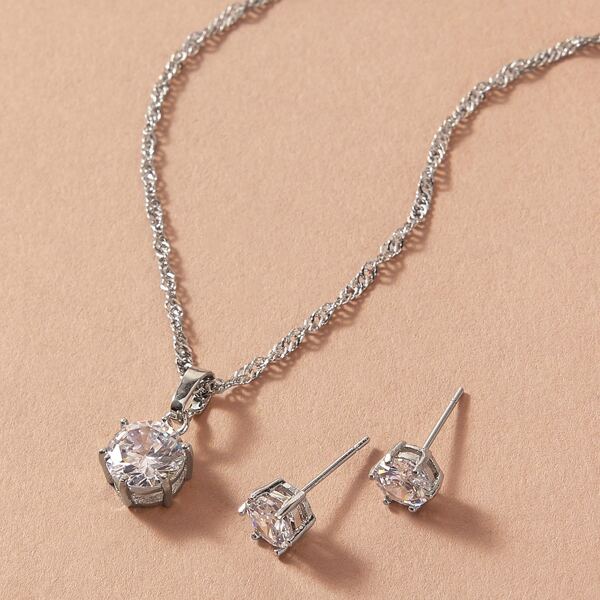

3pcs Rhinestone Engraved Necklace & Earrings